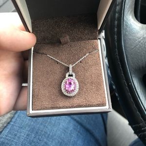 Sterling silver necklace with Pink Sapphire
